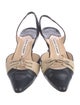 Manolo Blahnik Leather Colorblock Pattern Slingback Pumps
