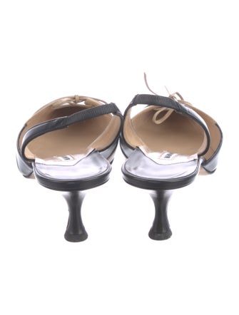 Manolo Blahnik Leather Colorblock Pattern Slingback Pumps