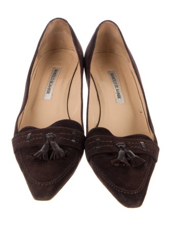 Manolo Blahnik Suede Tassel Accents Pumps