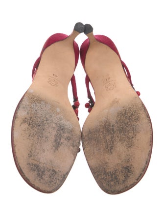 Manolo Blahnik Suede Patterned Flip Flops