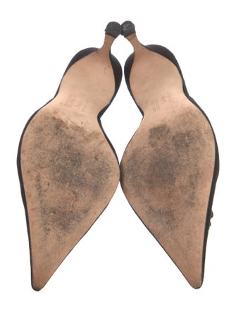 Manolo Blahnik Suede Beaded Accents Mules