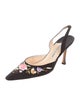 Manolo Blahnik Floral Print Embroidered Accent Slingback Pumps