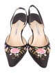Manolo Blahnik Floral Print Embroidered Accent Slingback Pumps