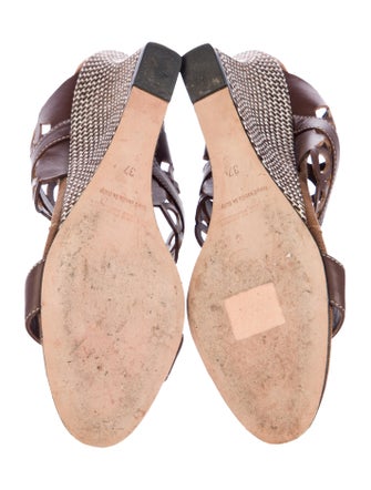 Manolo Blahnik Leather Lasercut Accents Gladiator Sandals