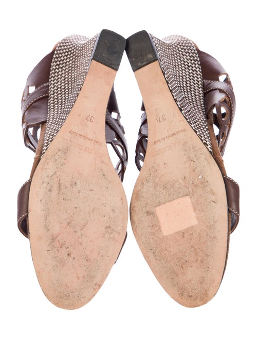 Manolo Blahnik Leather Lasercut Accents Gladiator Sandals