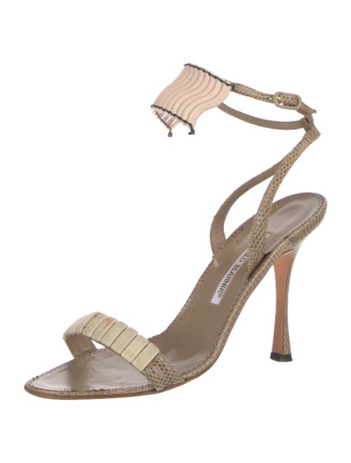 Manolo Blahnik Lizard Animal Print Sandals