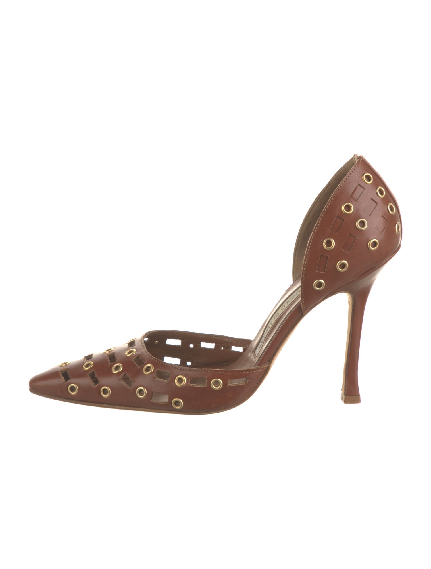 Manolo Blahnik Leather Cutout Accent D'Orsay Pumps