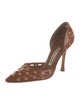 Manolo Blahnik Leather Cutout Accent D'Orsay Pumps