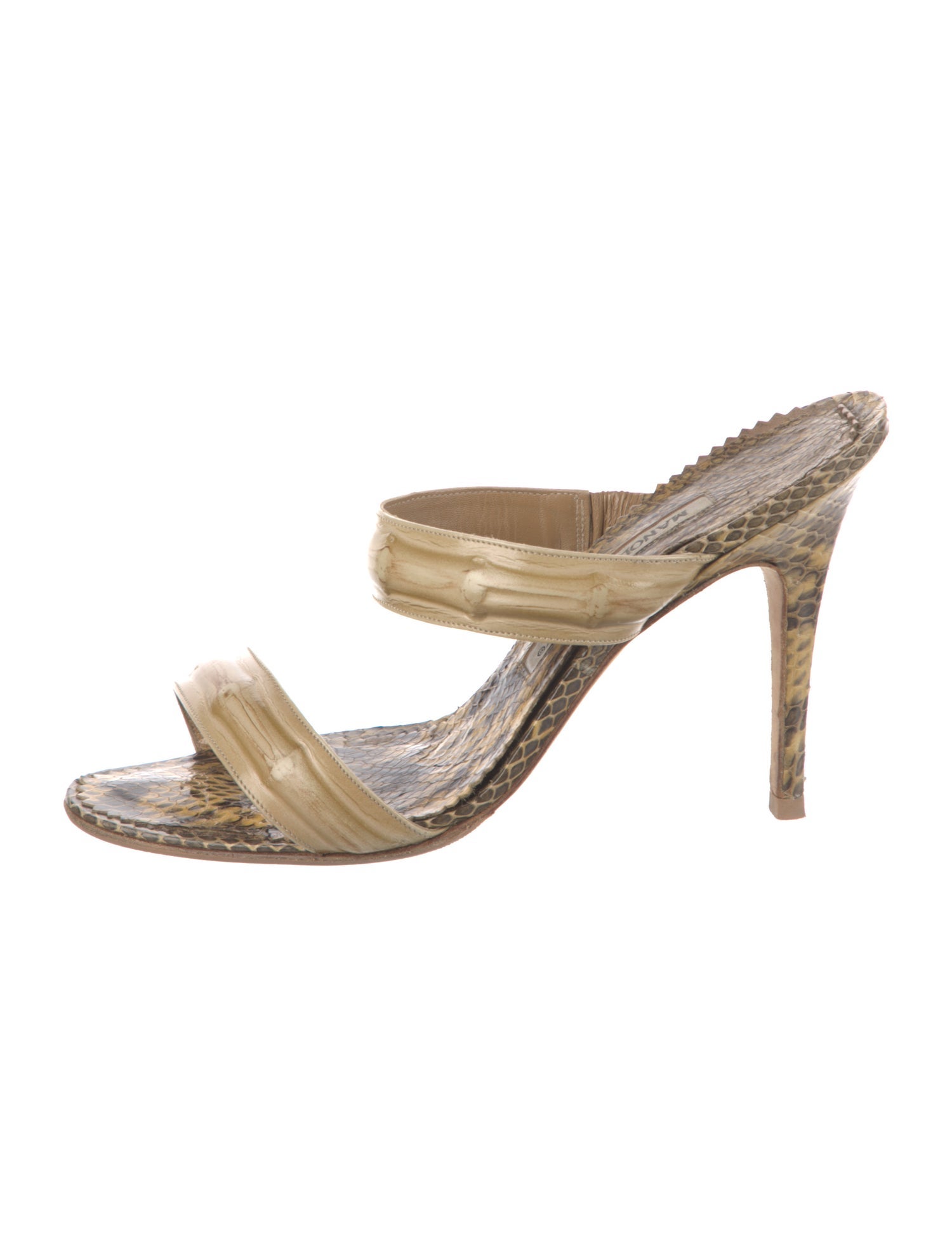 Manolo Blahnik Snakeskin Animal Print Slides