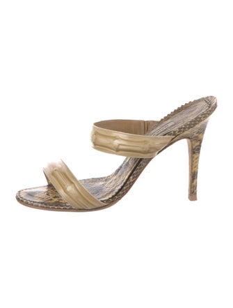 Manolo Blahnik Snakeskin Animal Print Slides