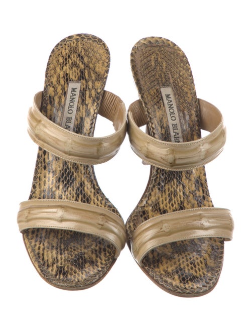 Manolo Blahnik Snakeskin Animal Print Slides