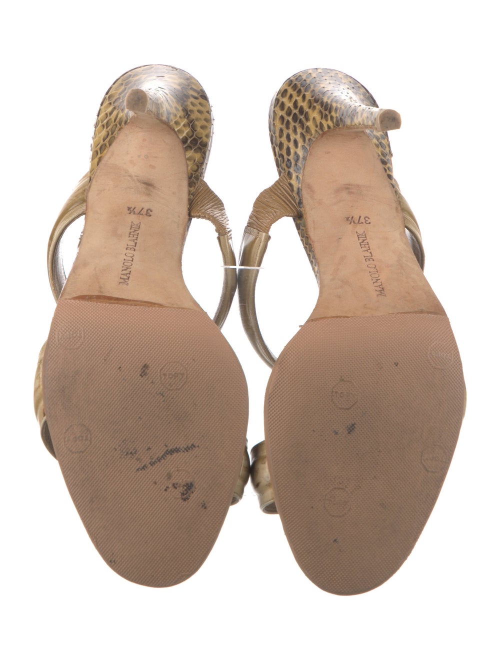 Manolo Blahnik Snakeskin Slides Neutrals Animal P… - image 5