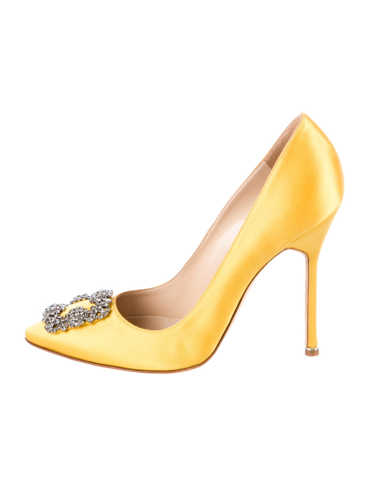 Manolo Blahnik Satin Crystal Embellishments Pumps