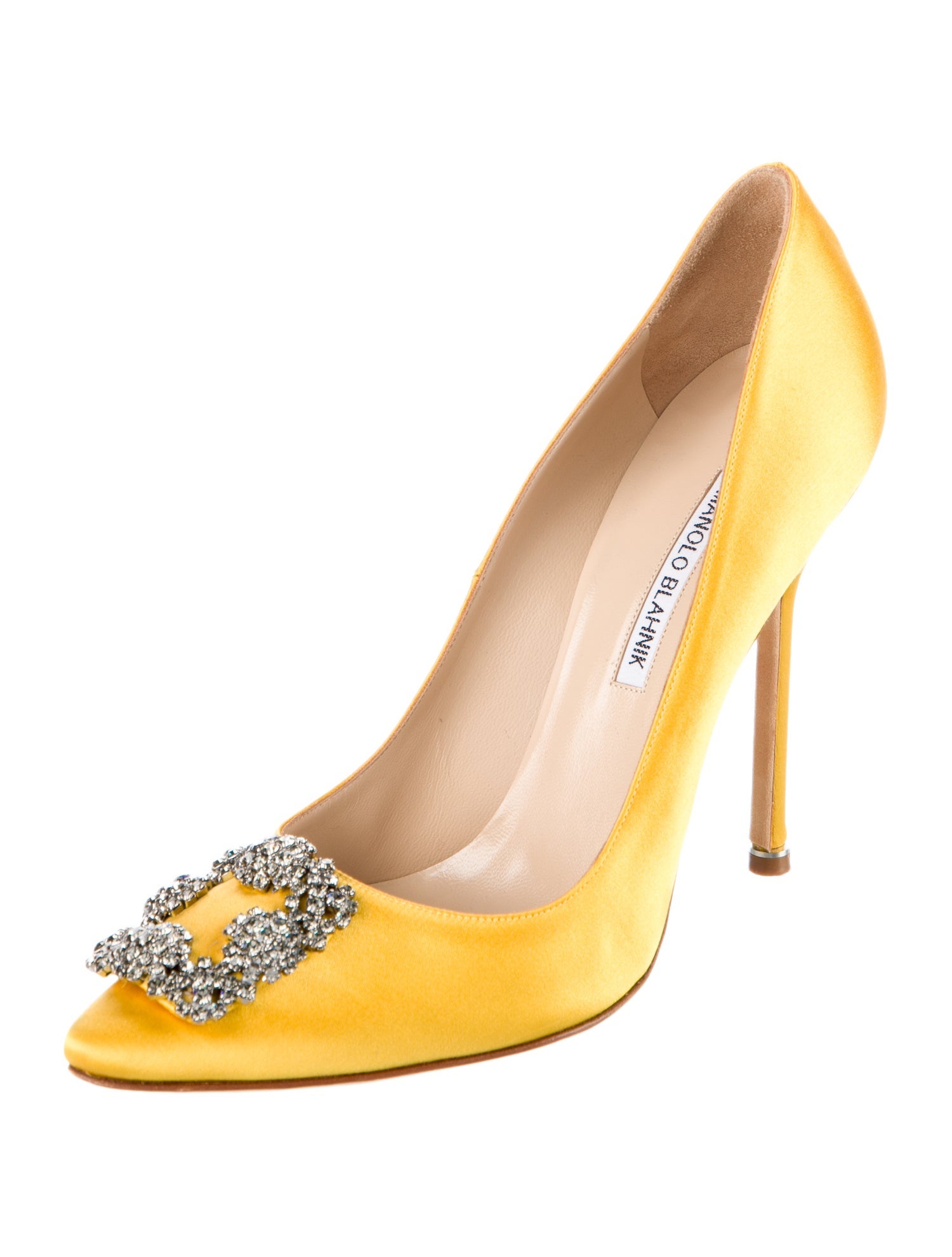 Manolo Blahnik Satin Crystal Embellishments Pumps