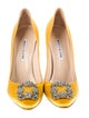 Manolo Blahnik Satin Crystal Embellishments Pumps