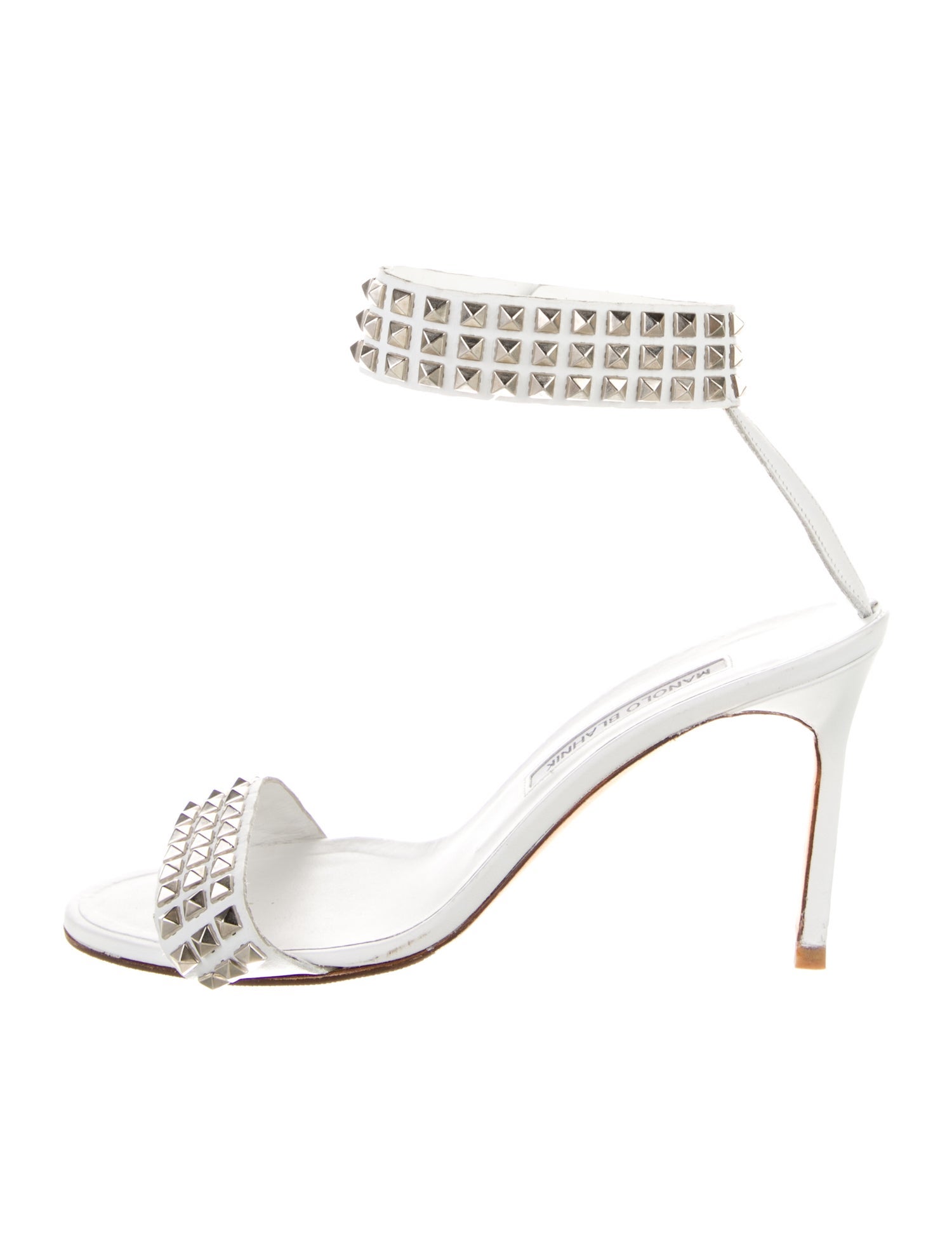 Manolo Blahnik Leather Studded Accents Sandals