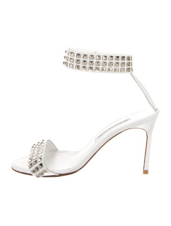 Manolo Blahnik Leather Studded Accents Sandals