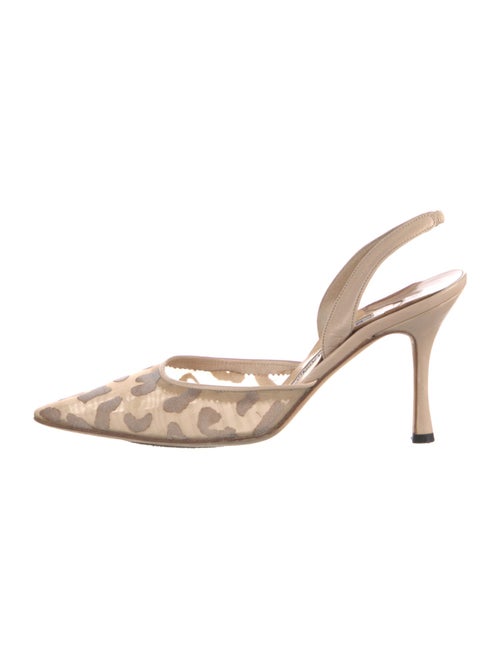 Manolo Blahnik Mesh Animal Print Slingback Pumps