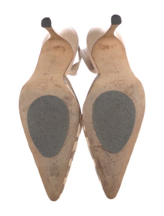 Manolo Blahnik Mesh Animal Print Slingback Pumps