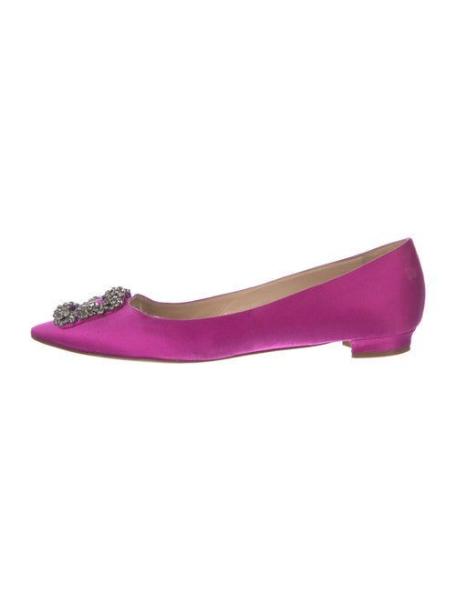 Manolo Blahnik Satin Crystal Embellishments Ballet Flats
