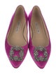 Manolo Blahnik Satin Crystal Embellishments Ballet Flats