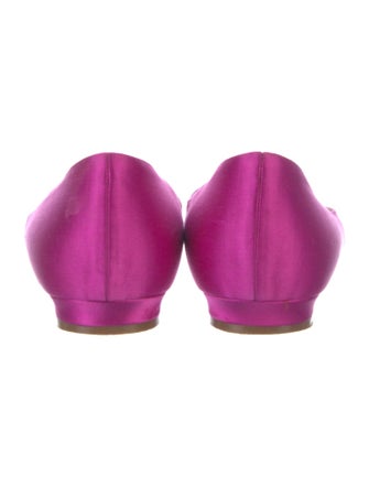 Manolo Blahnik Satin Crystal Embellishments Ballet Flats