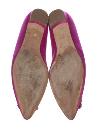 Manolo Blahnik Satin Crystal Embellishments Ballet Flats