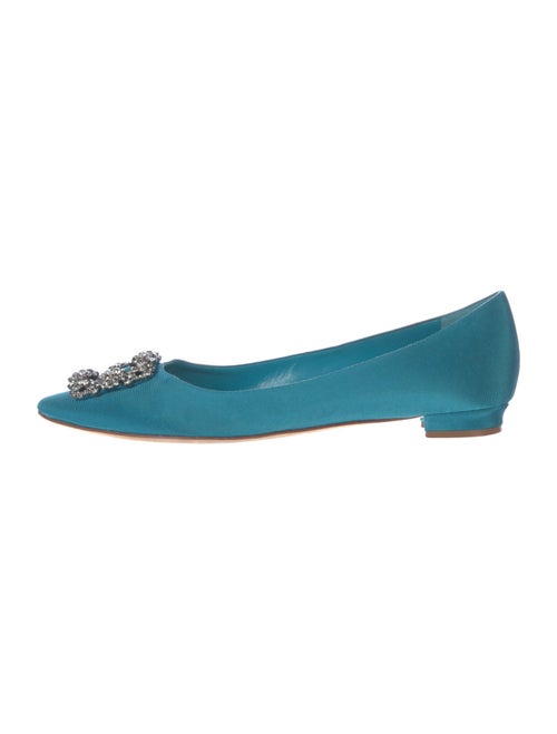 Manolo Blahnik Satin Crystal Embellishments Flats
