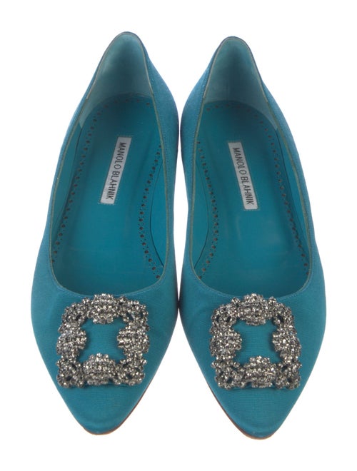 Manolo Blahnik Satin Crystal Embellishments Flats