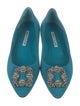 Manolo Blahnik Satin Crystal Embellishments Flats
