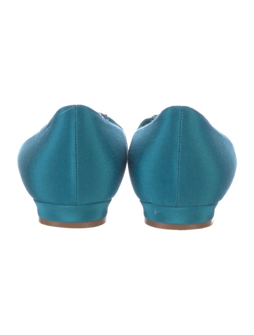 Manolo Blahnik Satin Crystal Embellishments Flats