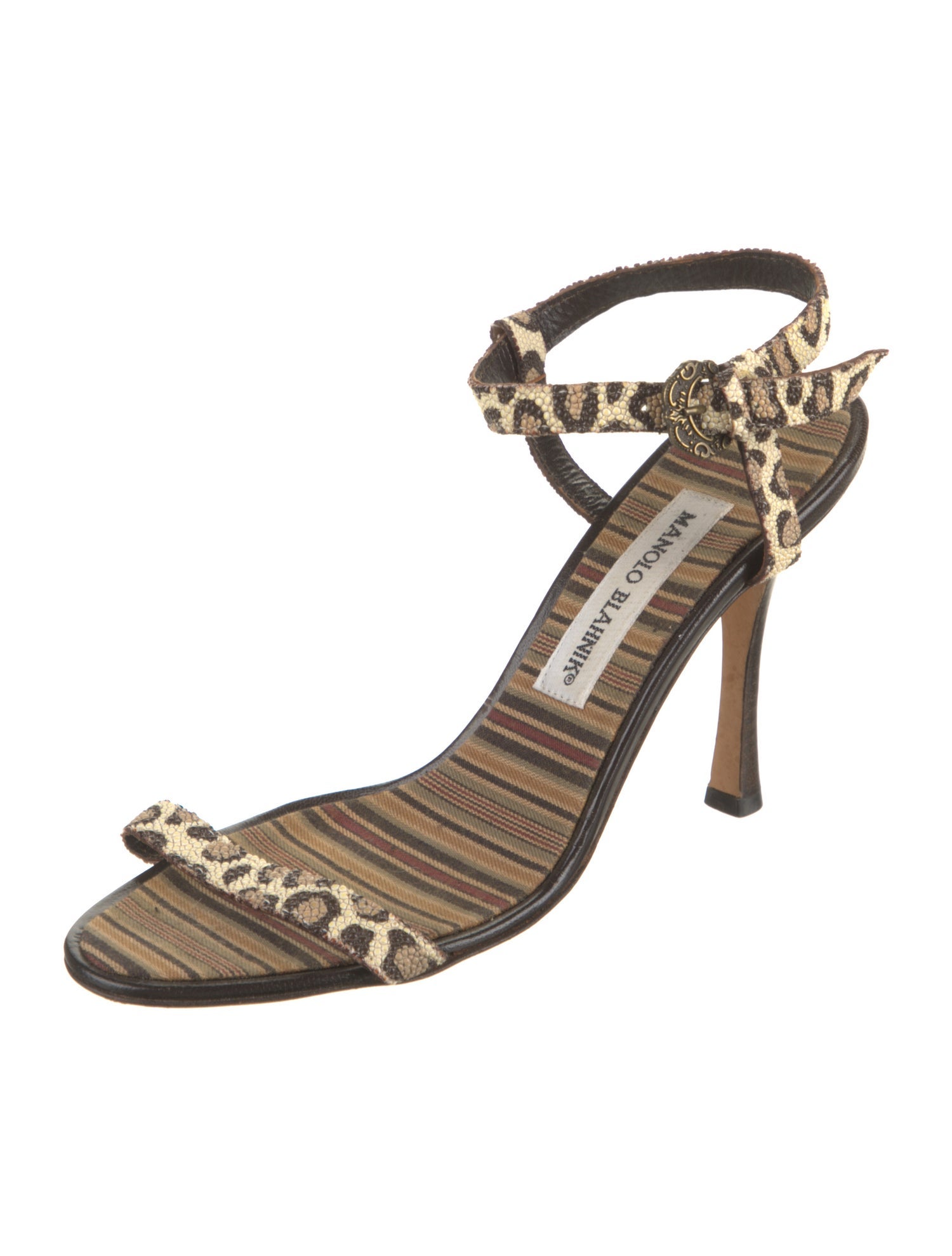 Manolo Blahnik Leather Printed Sandals