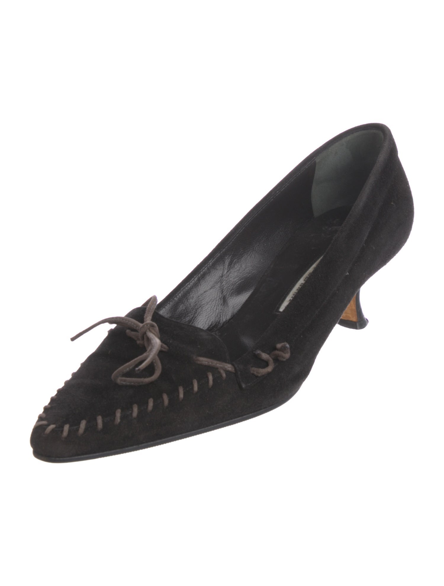 Manolo Blahnik Suede Bow Accents Pumps