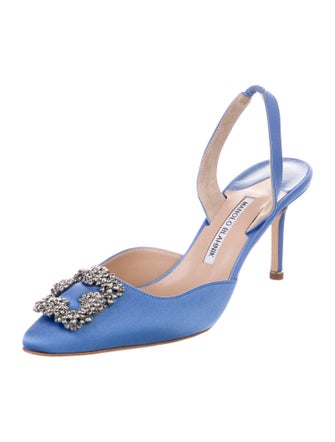Manolo Blahnik Hangisli Satin Slingback Pumps