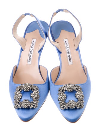 Manolo Blahnik Hangisli Satin Slingback Pumps
