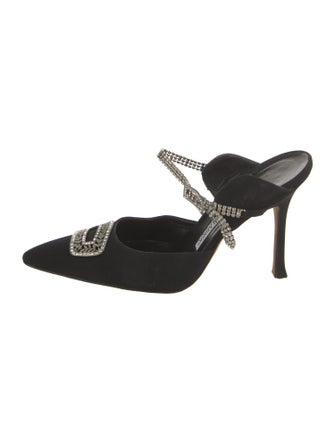 Manolo Blahnik Nylon Crystal Embellishments Mules