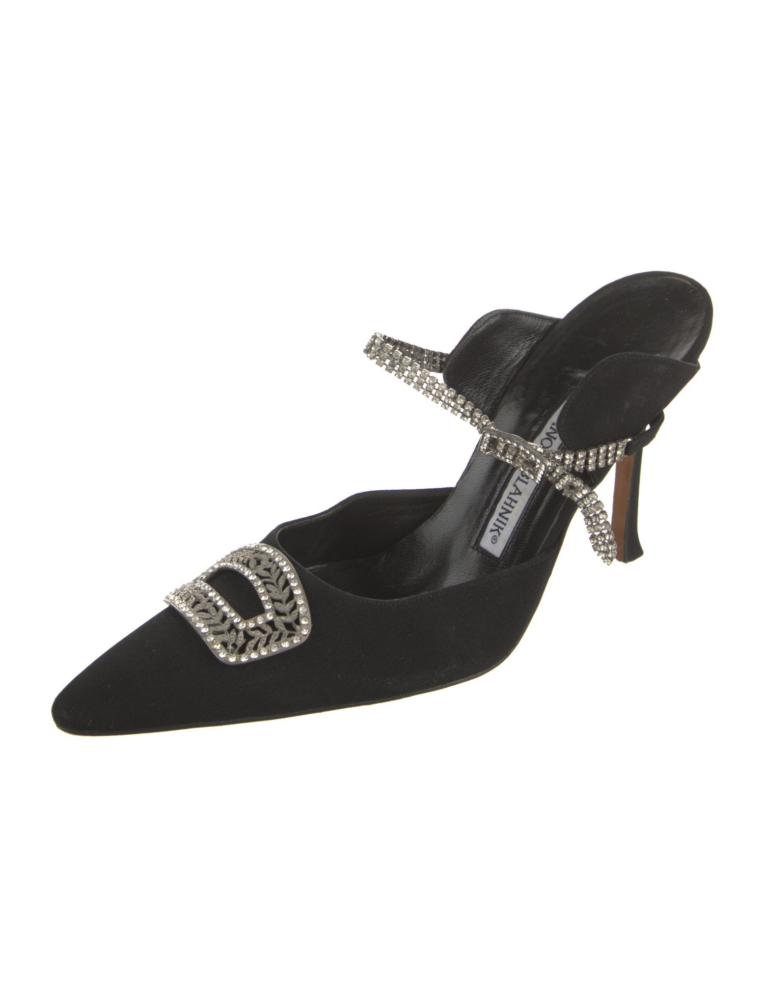 Manolo Blahnik Nylon Crystal Embellishments Mules