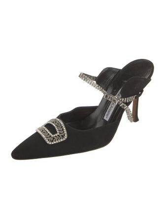 Manolo Blahnik Nylon Crystal Embellishments Mules