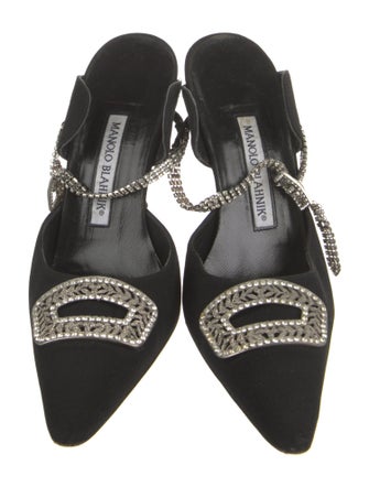 Manolo Blahnik Nylon Crystal Embellishments Mules