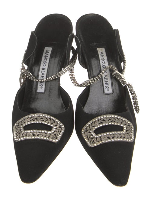 Manolo Blahnik Nylon Crystal Embellishments Mules