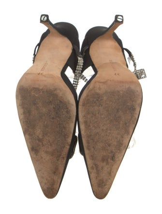 Manolo Blahnik Nylon Crystal Embellishments Mules