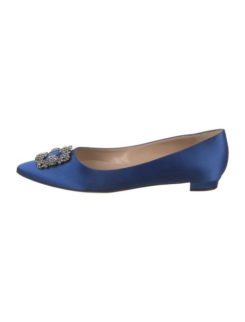 Manolo Blahnik Satin Crystal Embellishments Flats