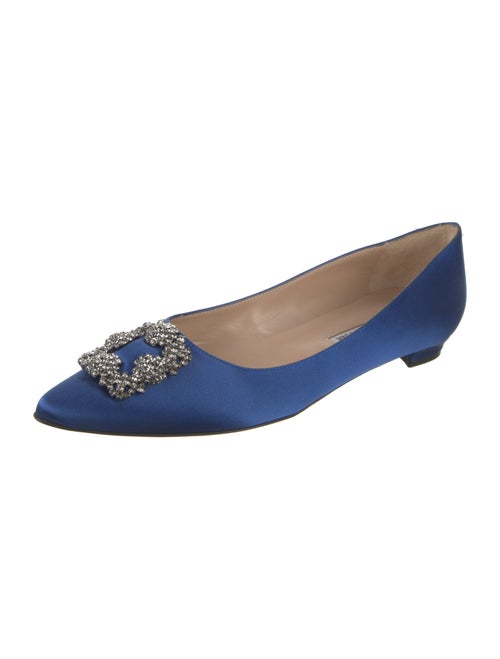 Manolo Blahnik Satin Crystal Embellishments Flats