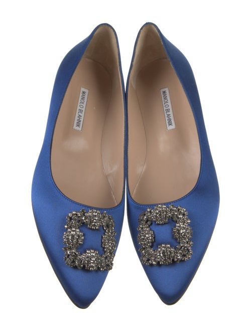 Manolo Blahnik Satin Crystal Embellishments Flats