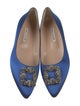 Manolo Blahnik Satin Crystal Embellishments Flats