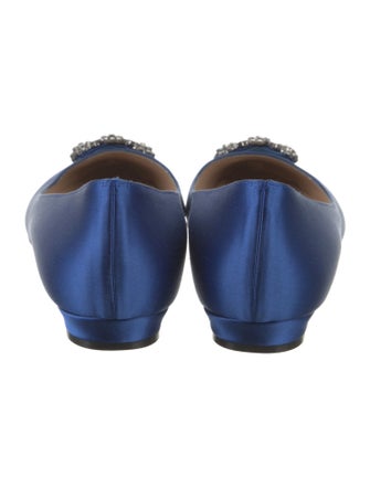 Manolo Blahnik Satin Crystal Embellishments Flats