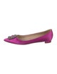 Manolo Blahnik Satin Crystal Embellishments Flats