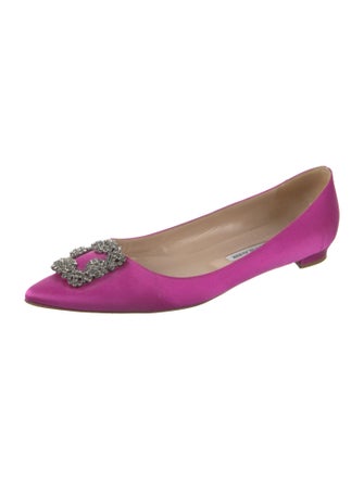 Manolo Blahnik Satin Crystal Embellishments Flats