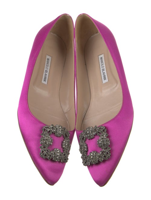 Manolo Blahnik Satin Crystal Embellishments Flats