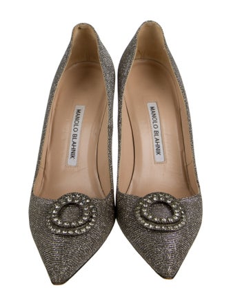 Manolo Blahnik Glitter Crystal Embellishments Pumps